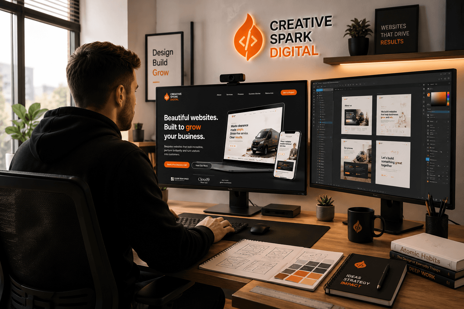 Creative Spark Digital workspace, designing websites built to grow small businesses